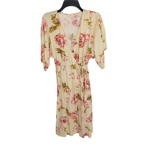 100% Cotton Floral Peach Wrap Dress